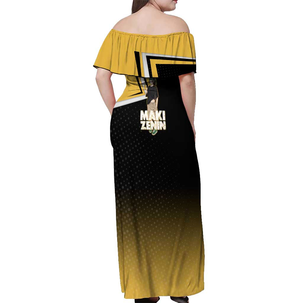 Maki Zenin Off Shoulder Maxi Dress Jujutsu Kaisen Streetwear Style