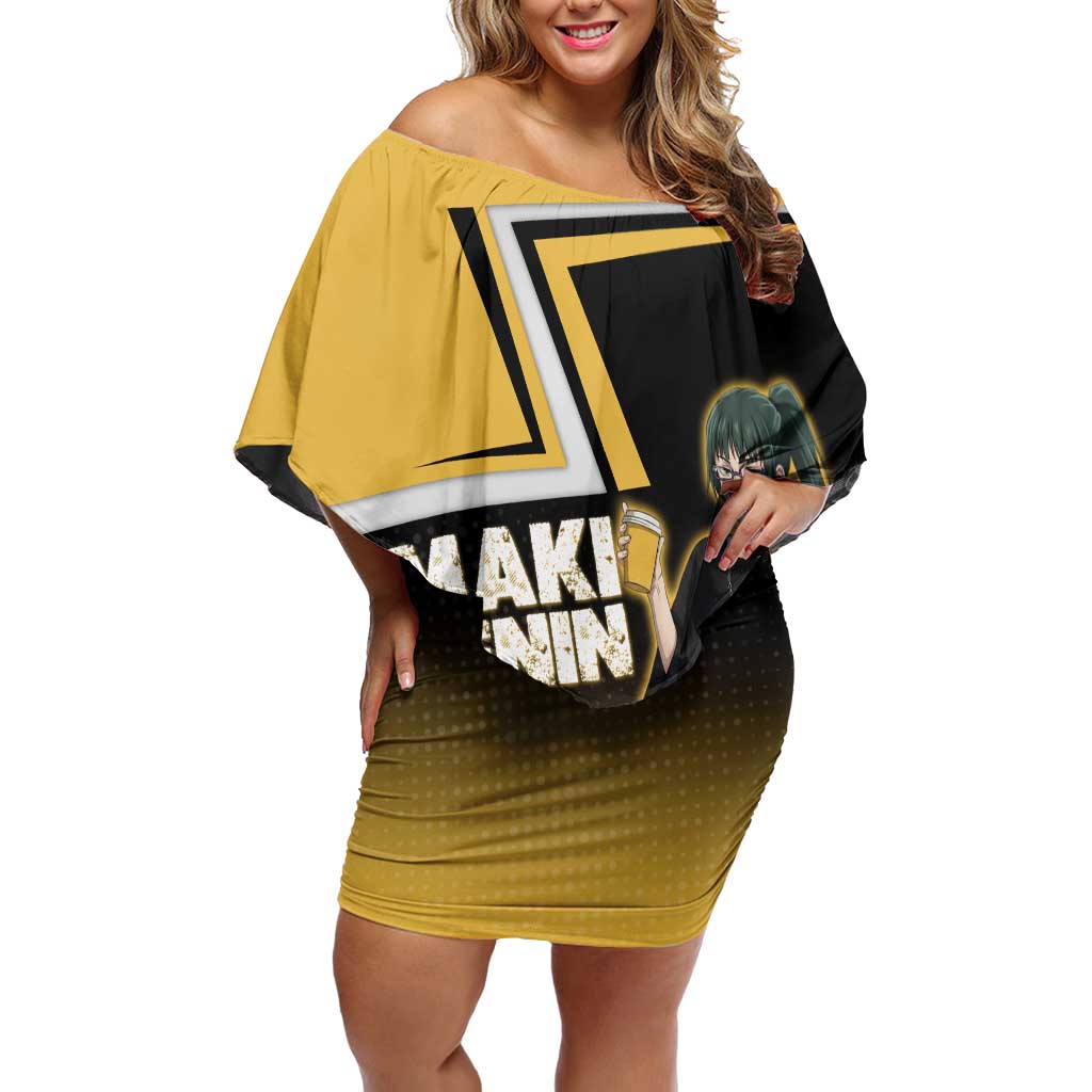 Maki Zenin Off Shoulder Short Dress Jujutsu Kaisen Streetwear Style