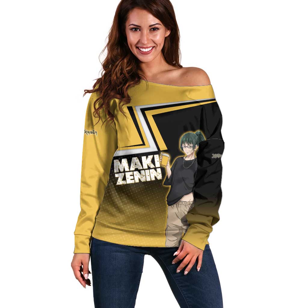 Maki Zenin Off Shoulder Sweater Jujutsu Kaisen Streetwear Style