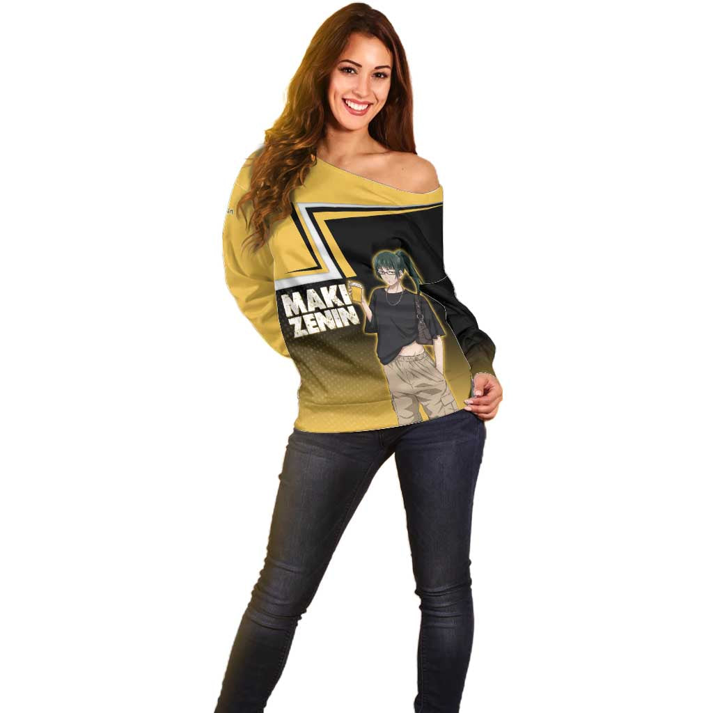 Maki Zenin Off Shoulder Sweater Jujutsu Kaisen Streetwear Style