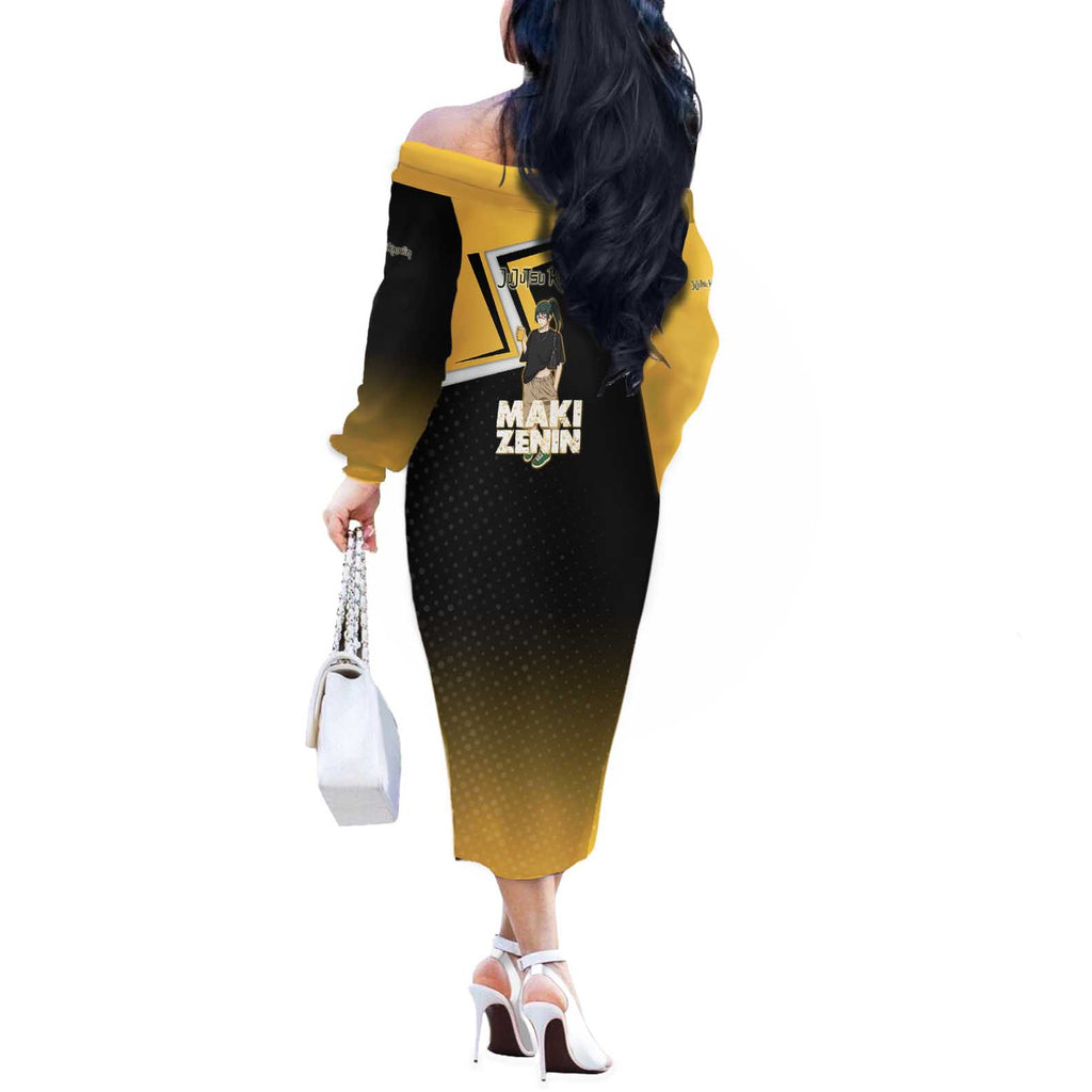 Maki Zenin Off The Shoulder Long Sleeve Dress Jujutsu Kaisen Streetwear Style