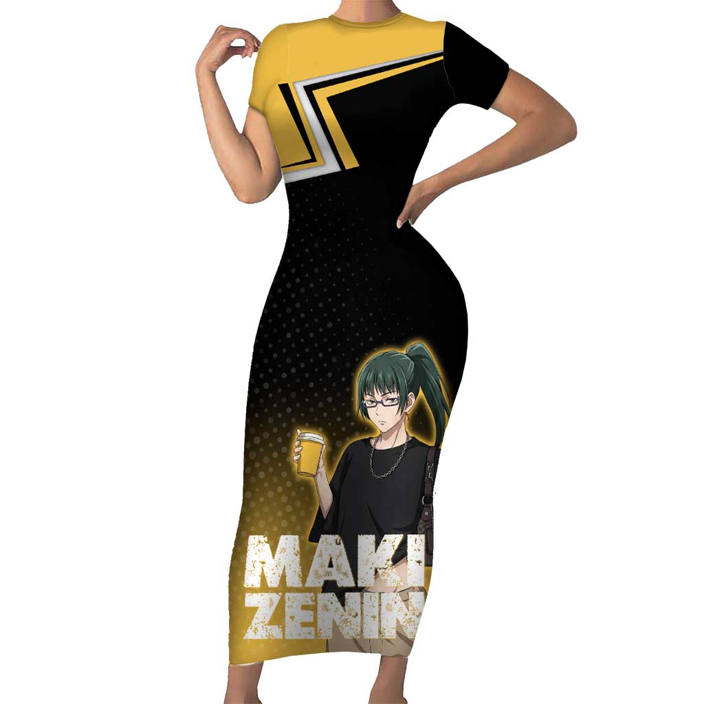 Maki Zenin Short Sleeve Bodycon Dress Jujutsu Kaisen Streetwear Style