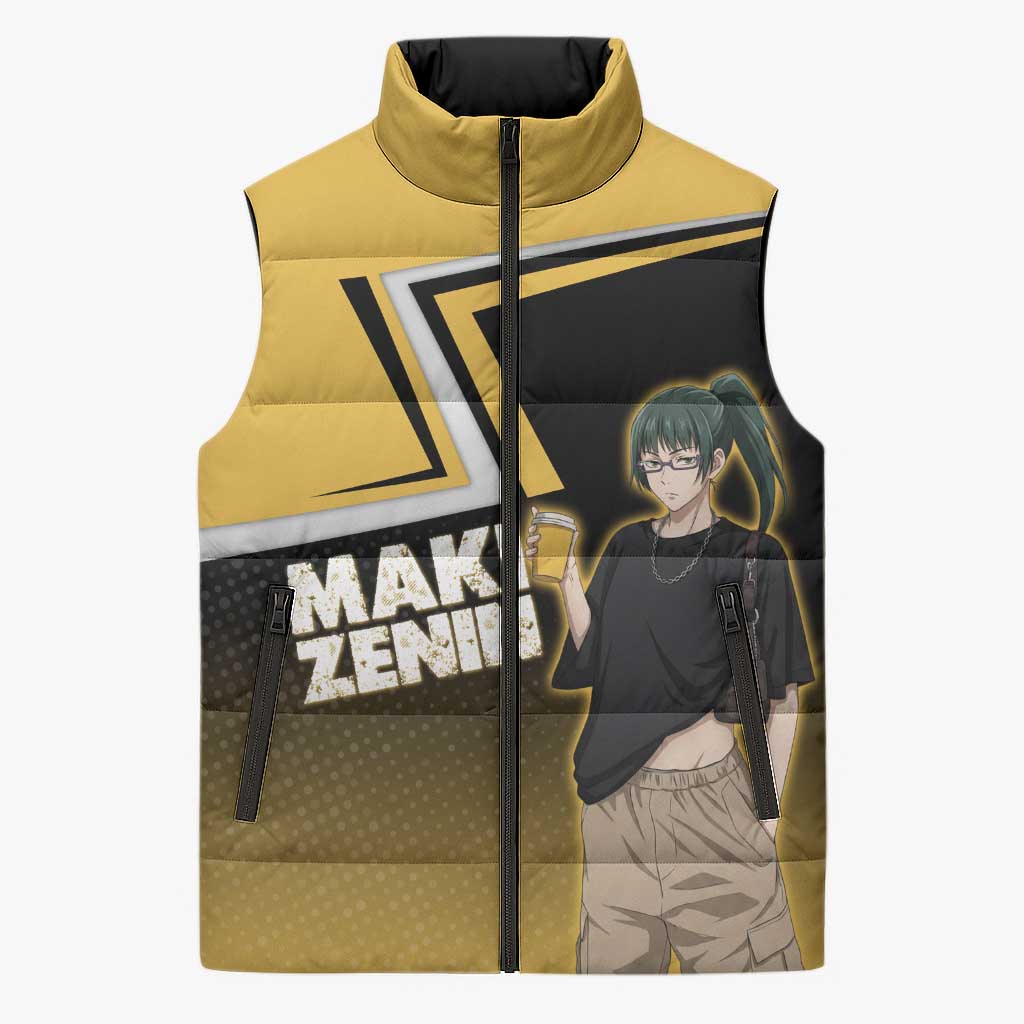 Maki Zenin Sleeveless Puffer Jacket Jujutsu Kaisen Streetwear Style