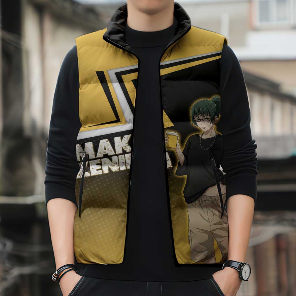 Maki Zenin Sleeveless Puffer Jacket Jujutsu Kaisen Streetwear Style