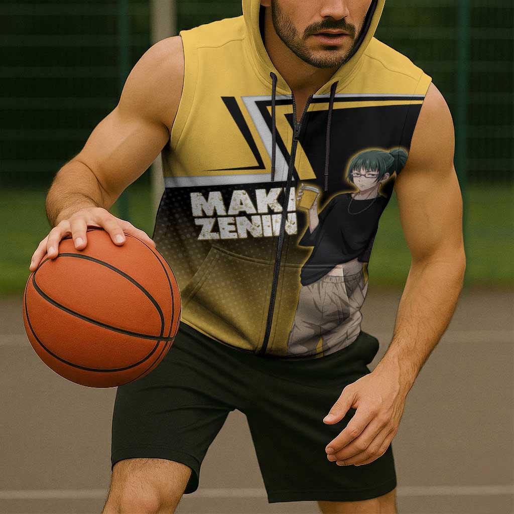 Maki Zenin Sleeveless Zip Hoodie Jujutsu Kaisen Streetwear Style