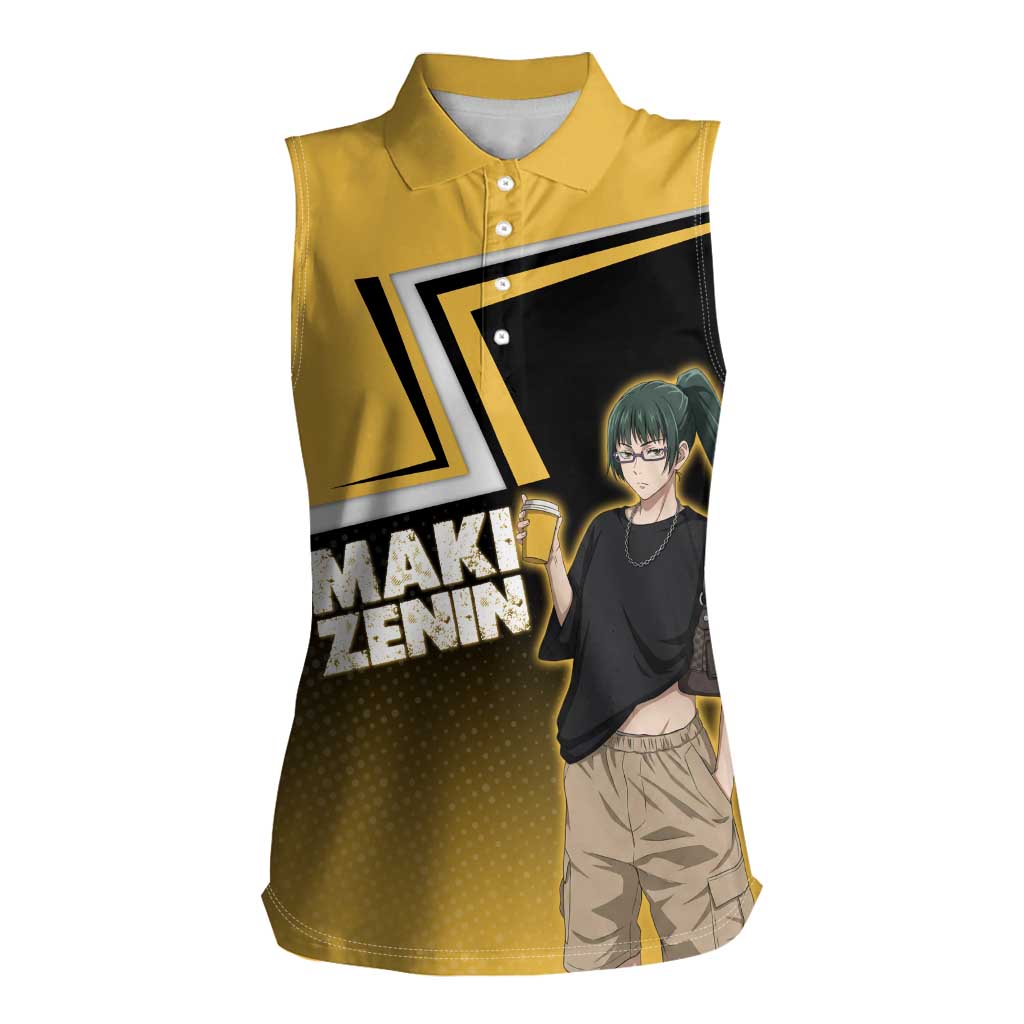 Maki Zenin Women Sleeveless Polo Shirt Jujutsu Kaisen Streetwear Style