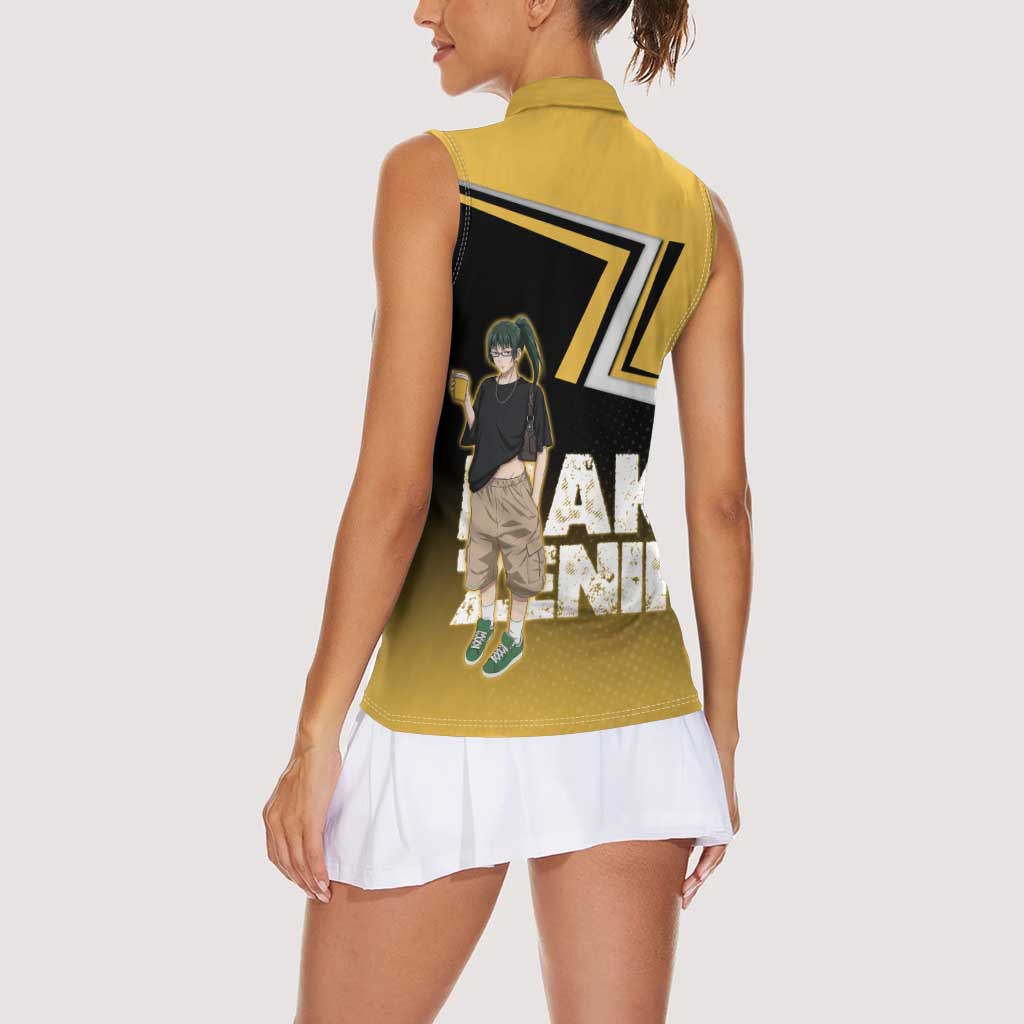 Maki Zenin Women Sleeveless Polo Shirt Jujutsu Kaisen Streetwear Style