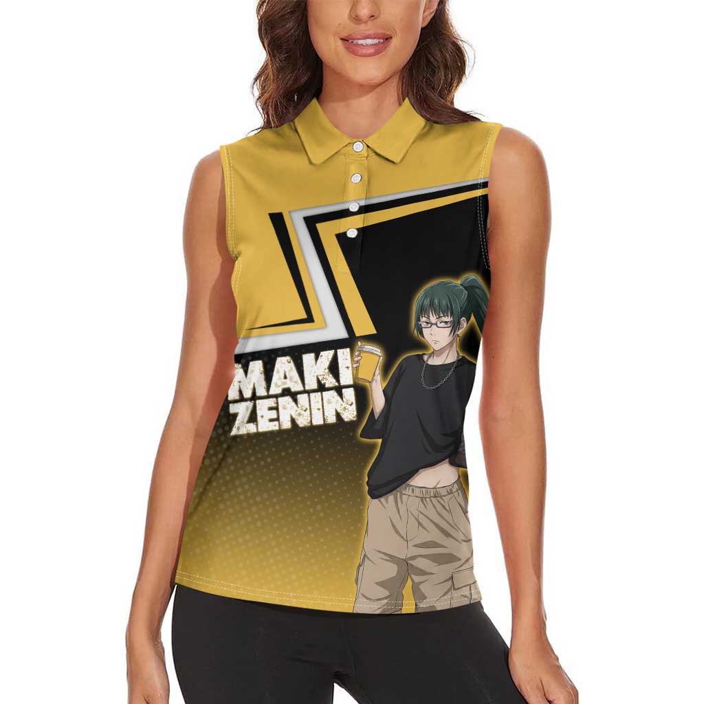 Maki Zenin Women Sleeveless Polo Shirt Jujutsu Kaisen Streetwear Style