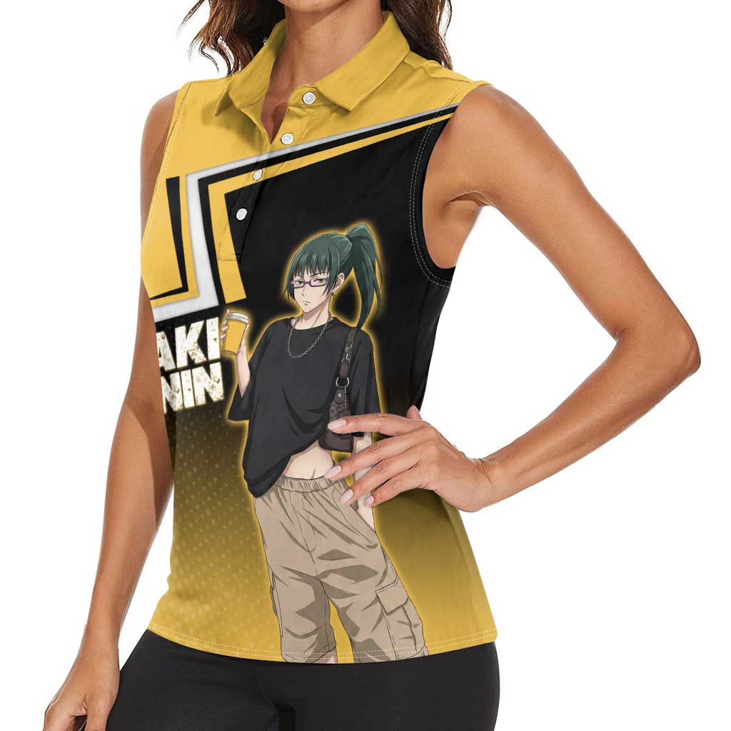 Maki Zenin Women Sleeveless Polo Shirt Jujutsu Kaisen Streetwear Style
