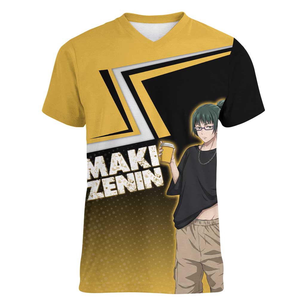 Maki Zenin Women V-Neck T-Shirt Jujutsu Kaisen Streetwear Style