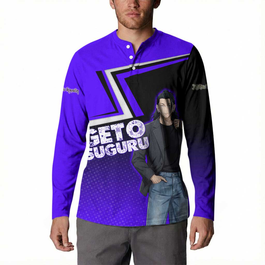 Geto Suguru Button Sweatshirt Jujutsu Kaisen Casual Suit Look