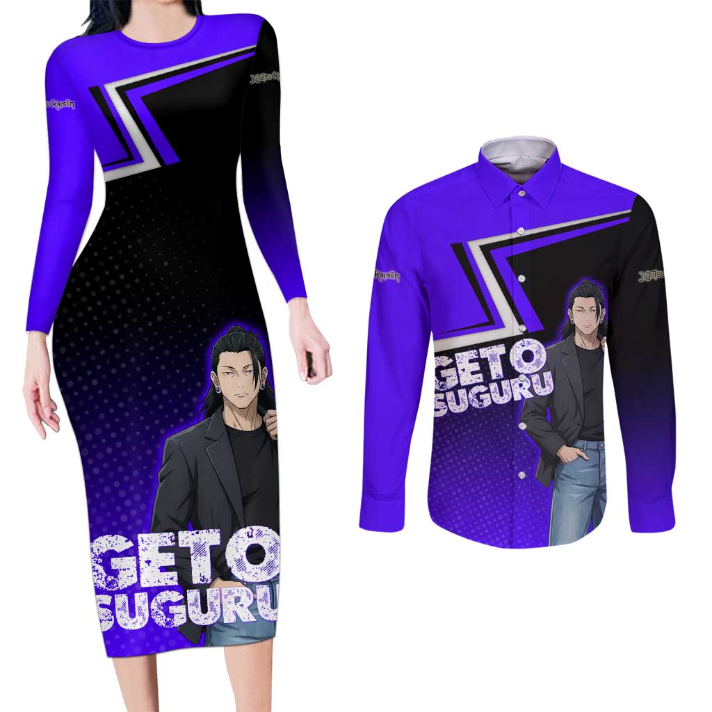 Geto Suguru Couples Matching Long Sleeve Bodycon Dress and Long Sleeve Button Shirt Jujutsu Kaisen Casual Suit Look