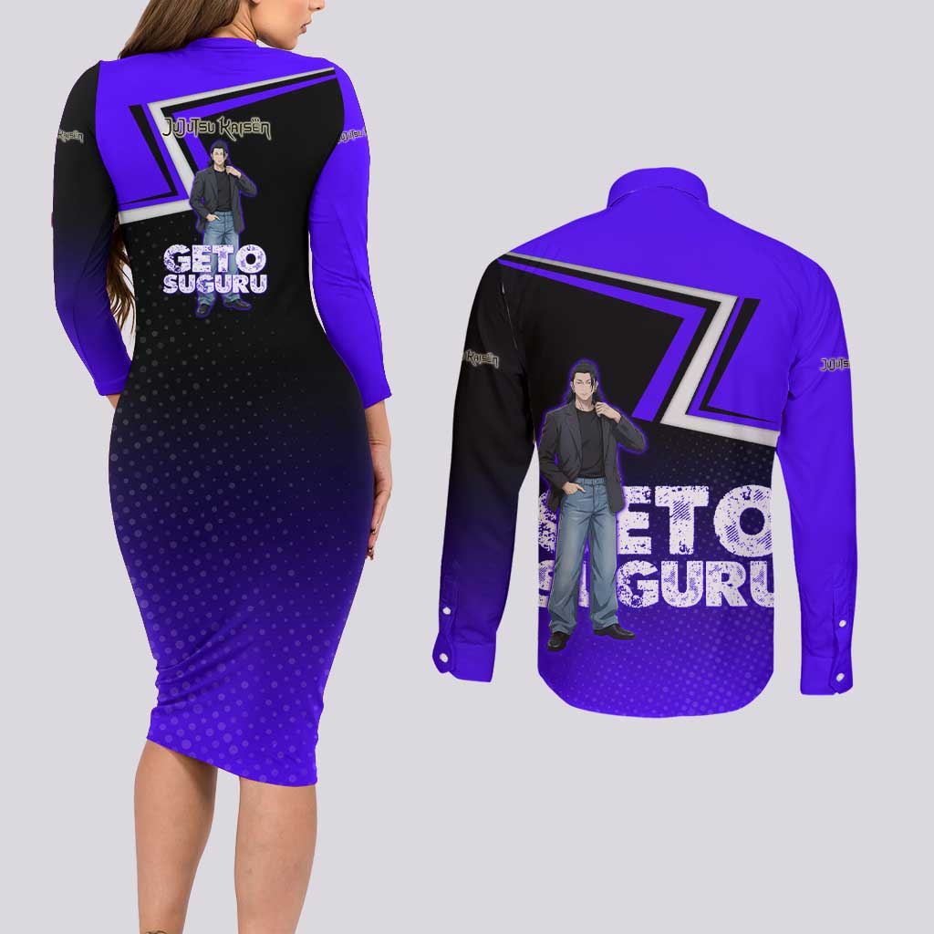 Geto Suguru Couples Matching Long Sleeve Bodycon Dress and Long Sleeve Button Shirt Jujutsu Kaisen Casual Suit Look