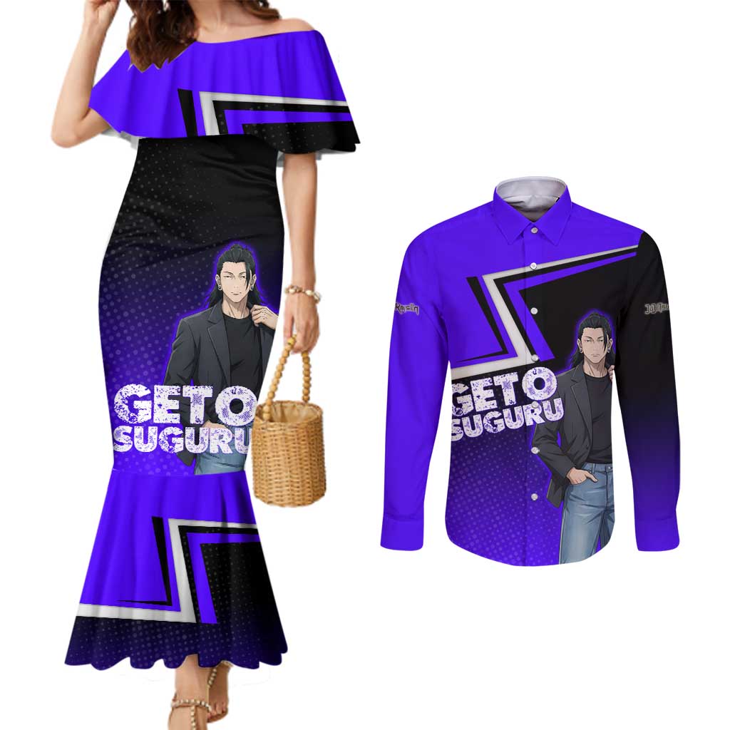 Geto Suguru Couples Matching Mermaid Dress and Long Sleeve Button Shirt Jujutsu Kaisen Casual Suit Look
