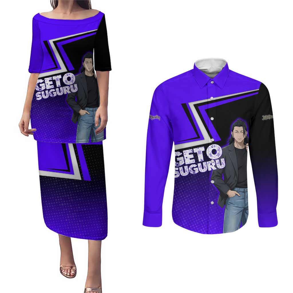 Geto Suguru Couples Matching Puletasi and Long Sleeve Button Shirt Jujutsu Kaisen Casual Suit Look