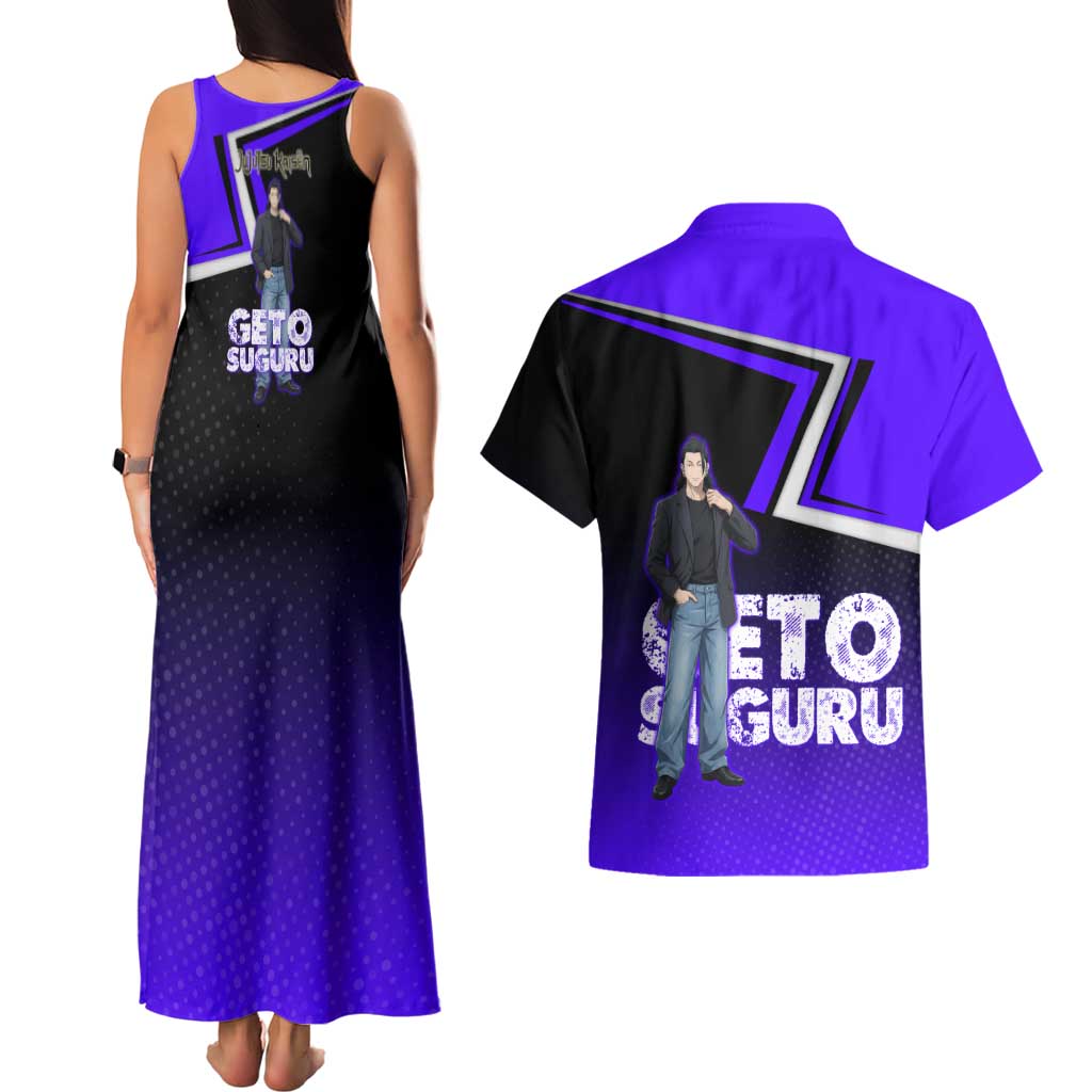 Geto Suguru Couples Matching Tank Maxi Dress and Hawaiian Shirt Jujutsu Kaisen Casual Suit Look