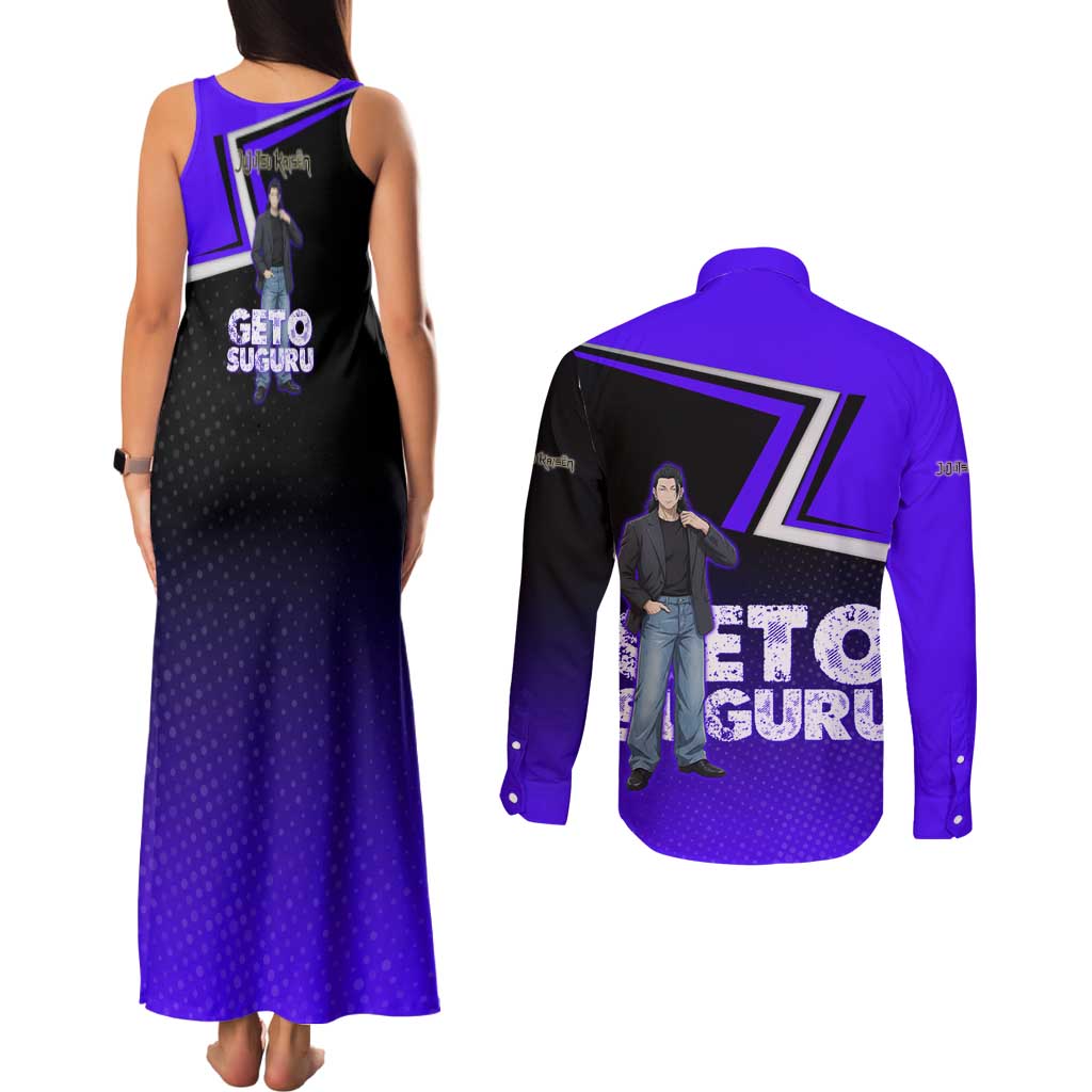 Geto Suguru Couples Matching Tank Maxi Dress and Long Sleeve Button Shirt Jujutsu Kaisen Casual Suit Look