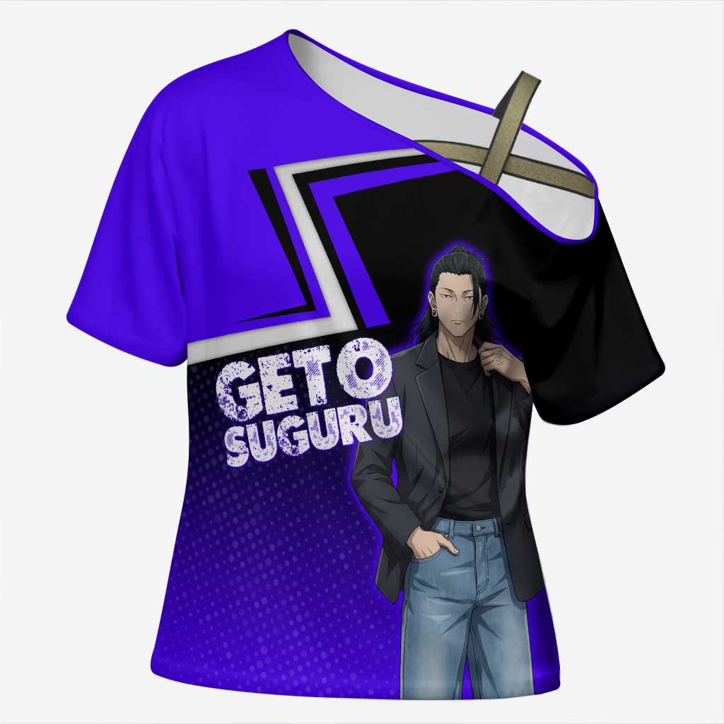 Geto Suguru Cross Shoulder Shirt Jujutsu Kaisen Casual Suit Look