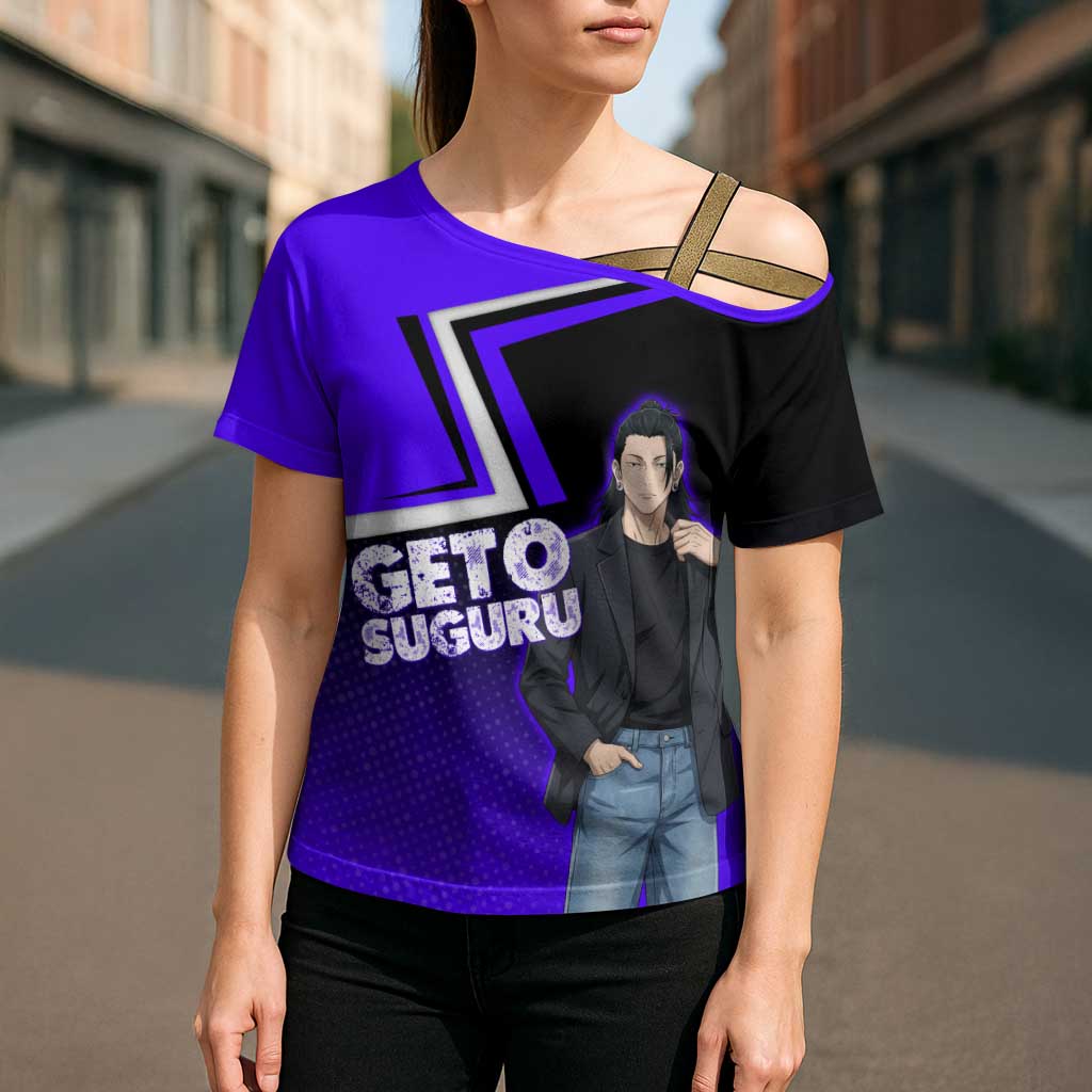 Geto Suguru Cross Shoulder Shirt Jujutsu Kaisen Casual Suit Look