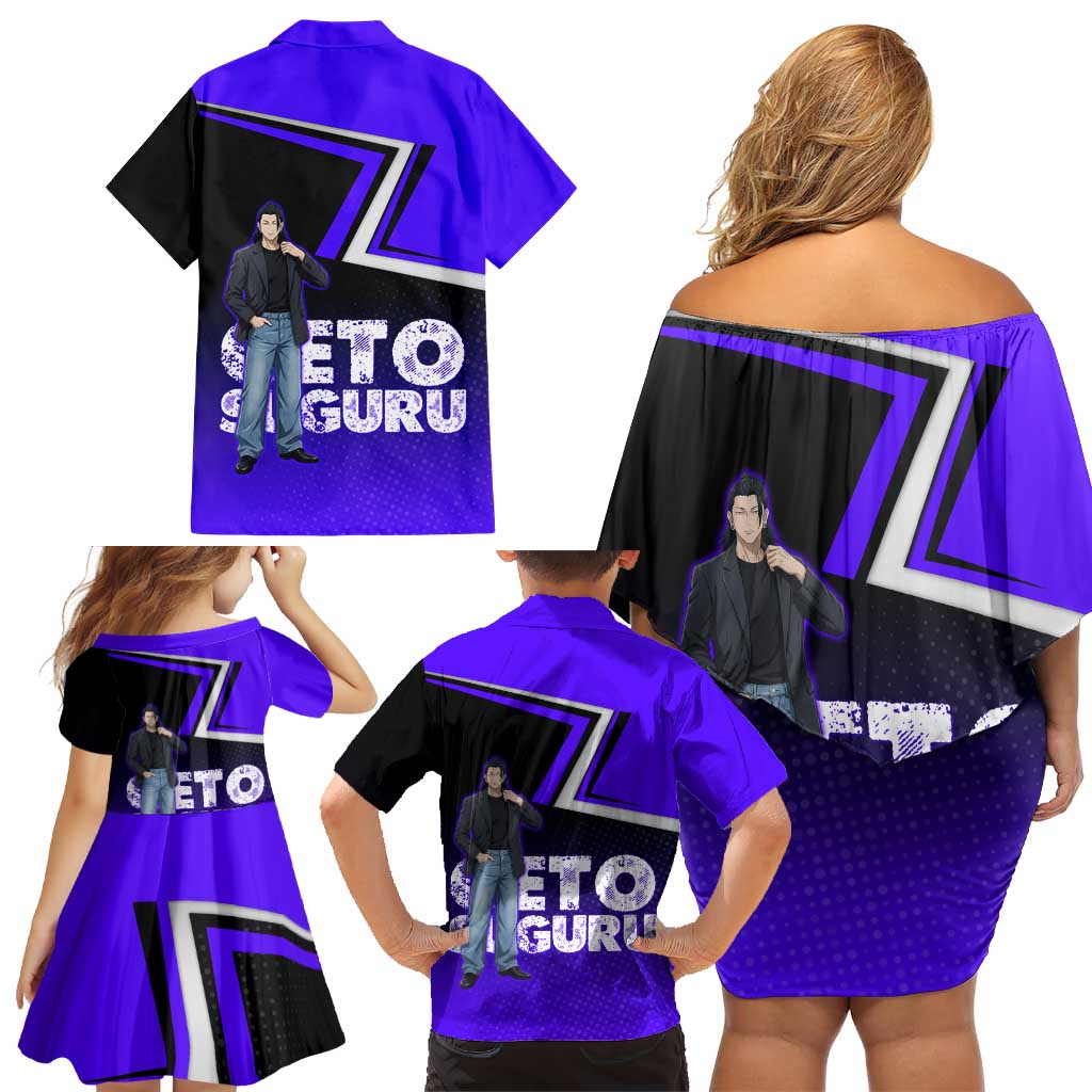 Geto Suguru Family Matching Off Shoulder Short Dress and Hawaiian Shirt Jujutsu Kaisen Casual Suit Look