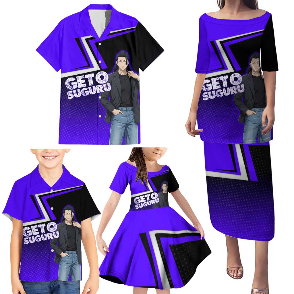 Geto Suguru Family Matching Puletasi and Hawaiian Shirt Jujutsu Kaisen Casual Suit Look