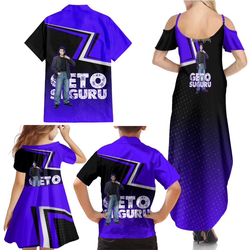 Geto Suguru Family Matching Summer Maxi Dress and Hawaiian Shirt Jujutsu Kaisen Casual Suit Look