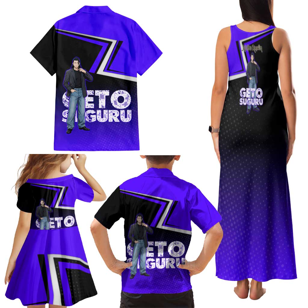 Geto Suguru Family Matching Tank Maxi Dress and Hawaiian Shirt Jujutsu Kaisen Casual Suit Look