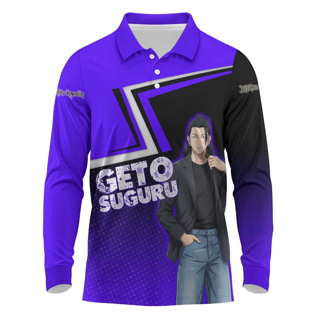 Geto Suguru Long Sleeve Polo Shirt Jujutsu Kaisen Casual Suit Look
