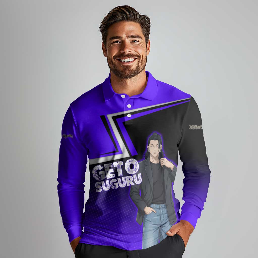Geto Suguru Long Sleeve Polo Shirt Jujutsu Kaisen Casual Suit Look