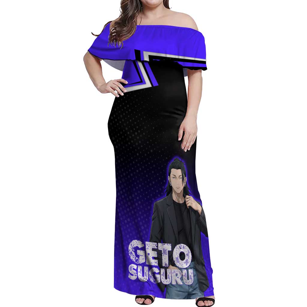 Geto Suguru Off Shoulder Maxi Dress Jujutsu Kaisen Casual Suit Look