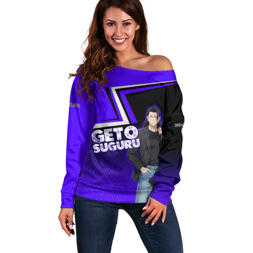 Geto Suguru Off Shoulder Sweater Jujutsu Kaisen Casual Suit Look