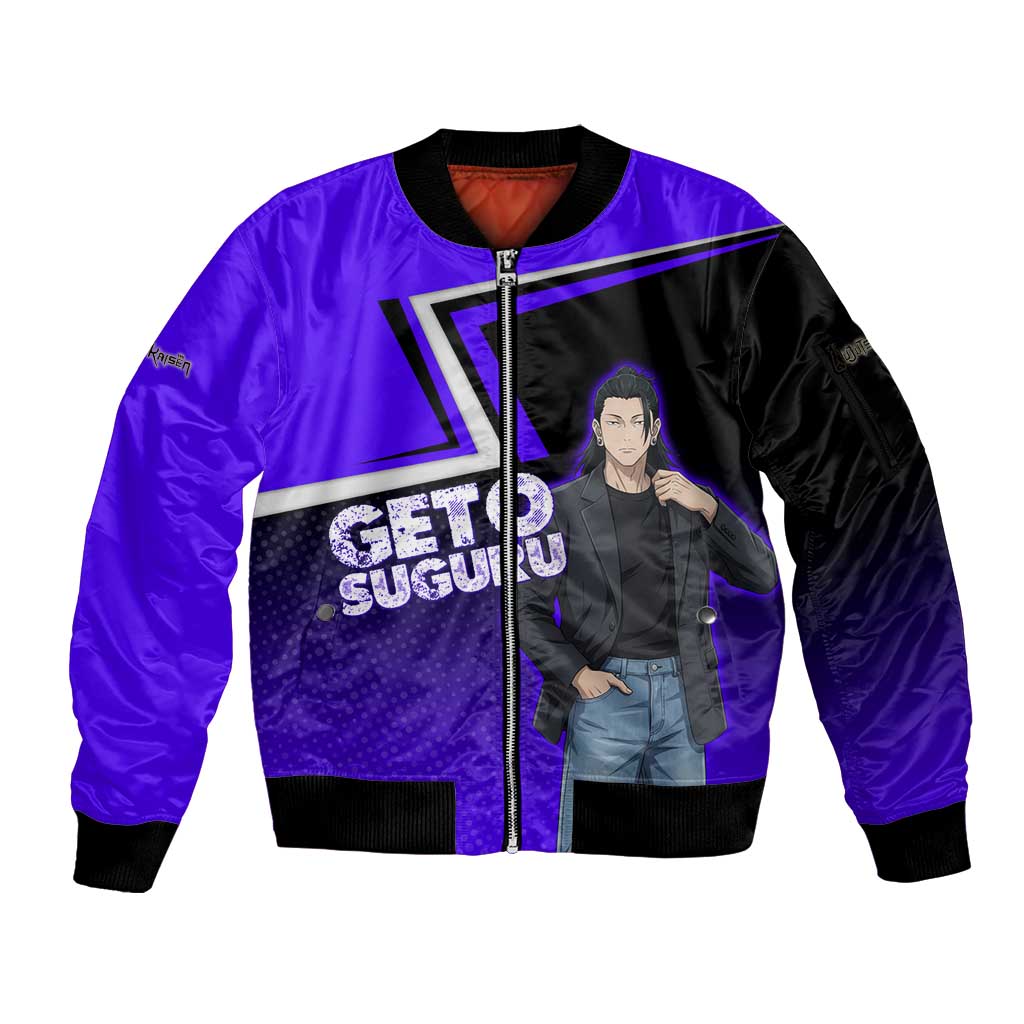 Geto Suguru Sleeve Zip Bomber Jacket Jujutsu Kaisen Casual Suit Look