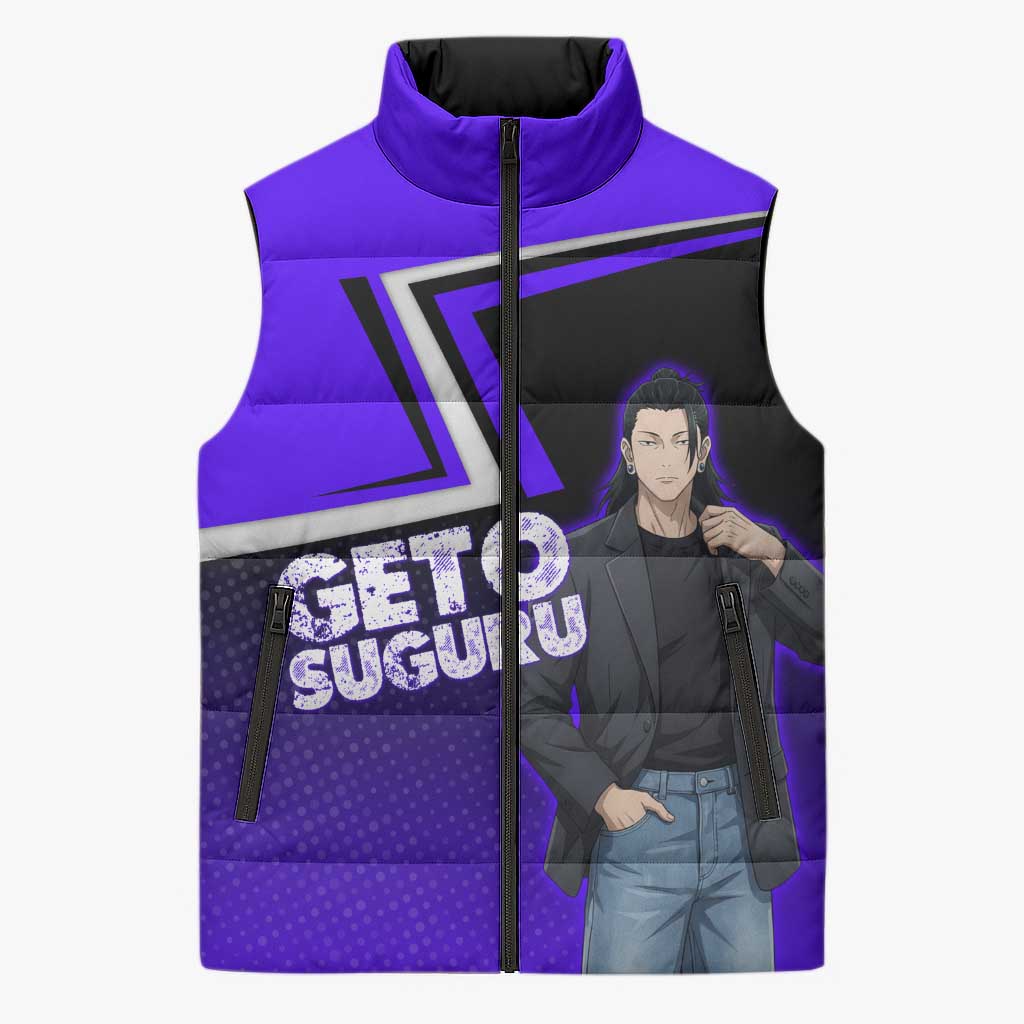 Geto Suguru Sleeveless Puffer Jacket Jujutsu Kaisen Casual Suit Look