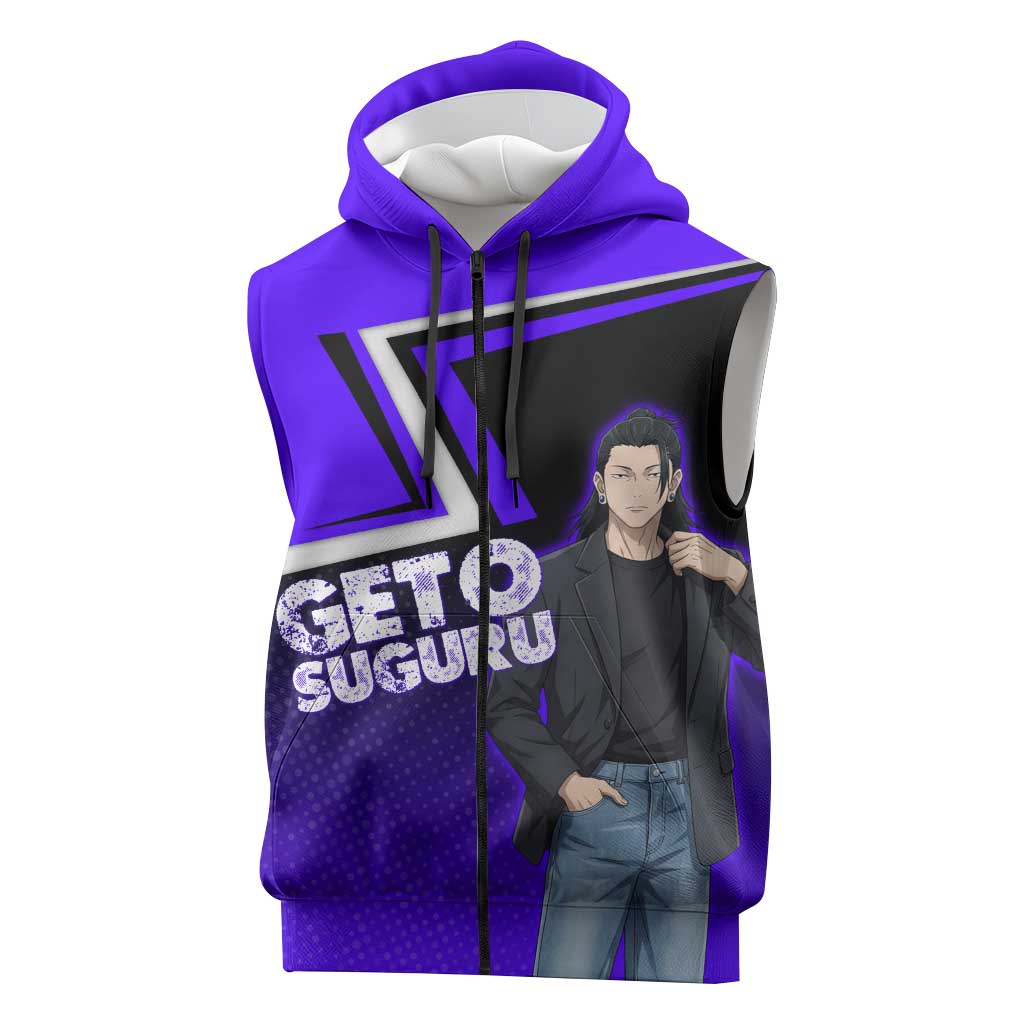 Geto Suguru Sleeveless Zip Hoodie Jujutsu Kaisen Casual Suit Look