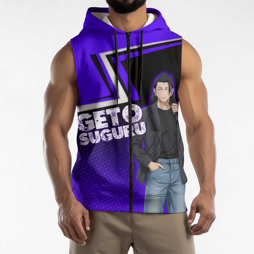 Geto Suguru Sleeveless Zip Hoodie Jujutsu Kaisen Casual Suit Look