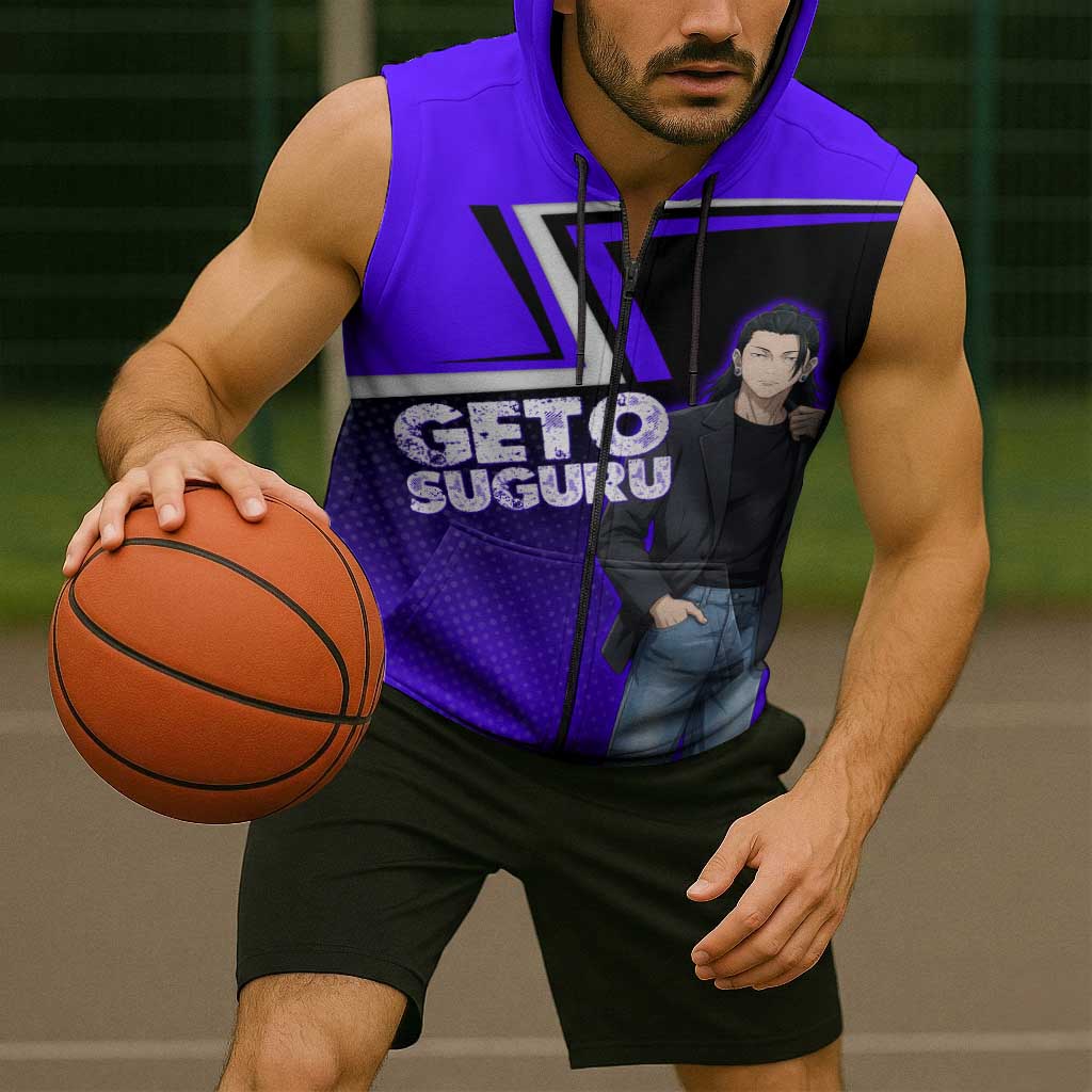 Geto Suguru Sleeveless Zip Hoodie Jujutsu Kaisen Casual Suit Look