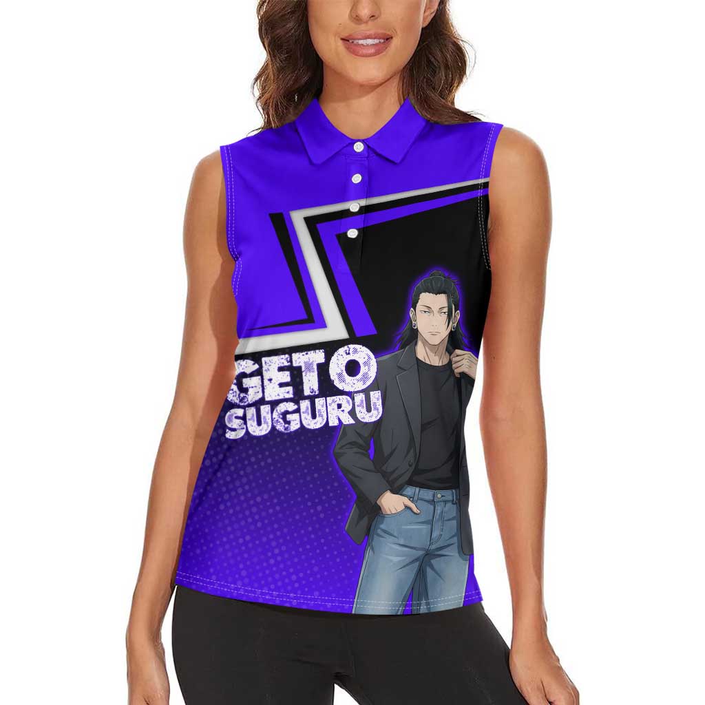 Geto Suguru Women Sleeveless Polo Shirt Jujutsu Kaisen Casual Suit Look