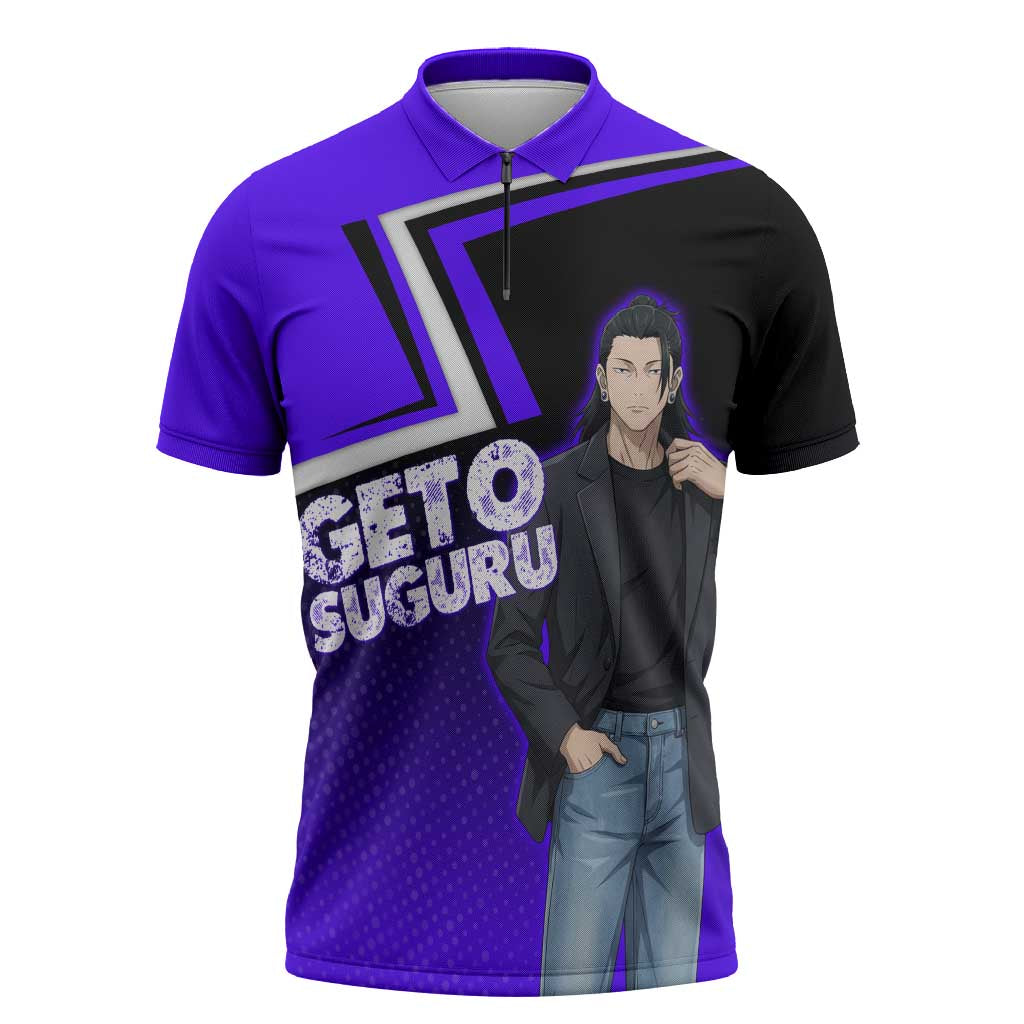 Geto Suguru Zipper Polo Shirt Jujutsu Kaisen Casual Suit Look