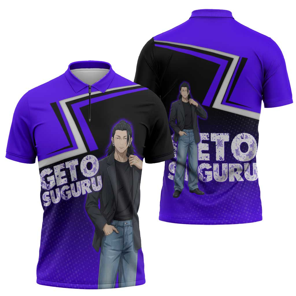 Geto Suguru Zipper Polo Shirt Jujutsu Kaisen Casual Suit Look