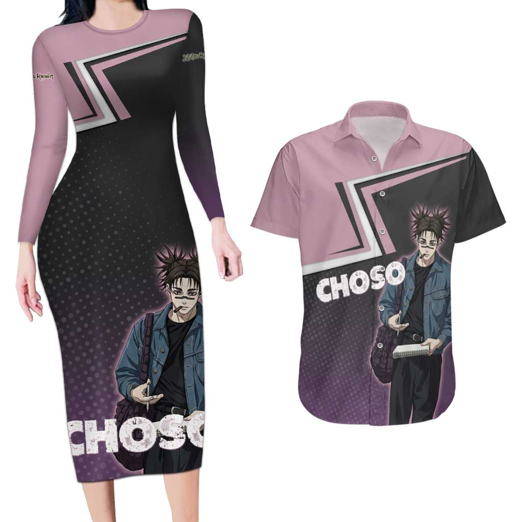 Choso Couples Matching Long Sleeve Bodycon Dress and Hawaiian Shirt Jujutsu Kaisen Street Artist Aesthetic