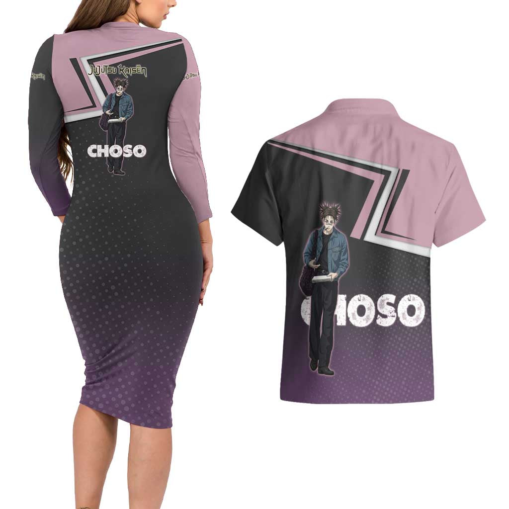 Choso Couples Matching Long Sleeve Bodycon Dress and Hawaiian Shirt Jujutsu Kaisen Street Artist Aesthetic