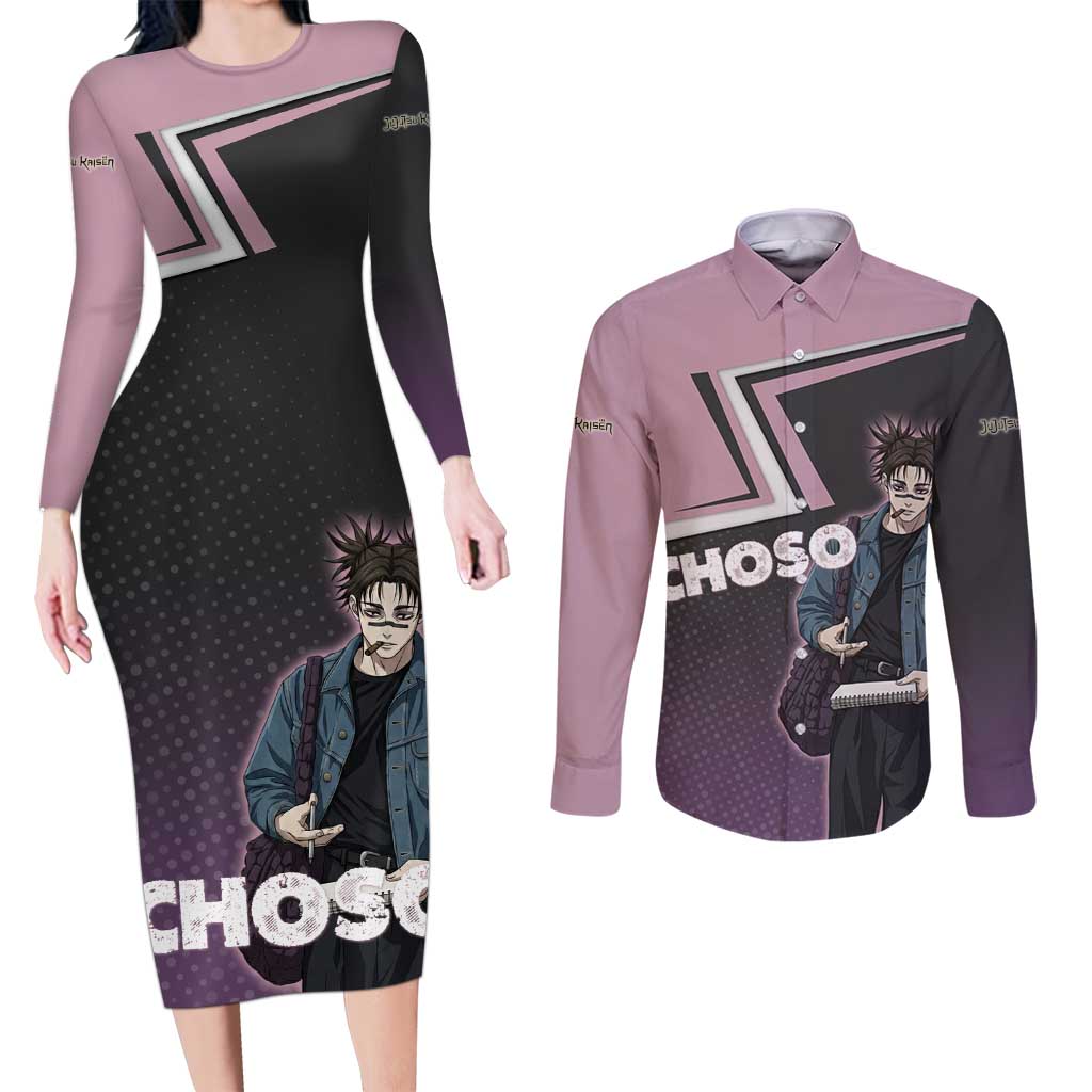 Choso Couples Matching Long Sleeve Bodycon Dress and Long Sleeve Button Shirt Jujutsu Kaisen Street Artist Aesthetic