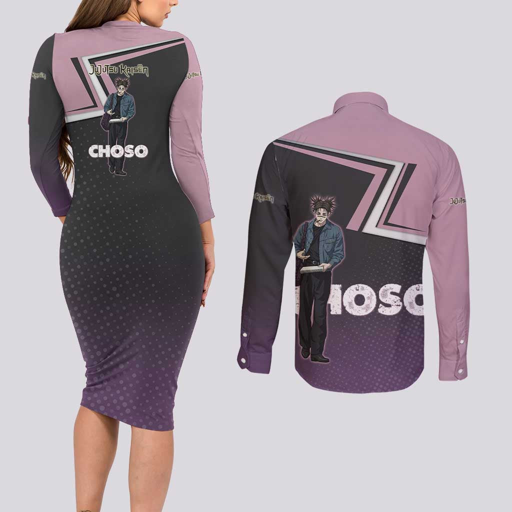 Choso Couples Matching Long Sleeve Bodycon Dress and Long Sleeve Button Shirt Jujutsu Kaisen Street Artist Aesthetic