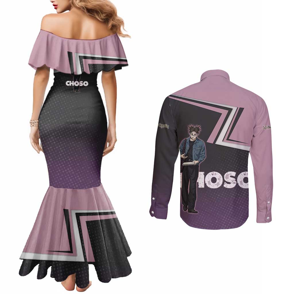 Choso Couples Matching Mermaid Dress and Long Sleeve Button Shirt Jujutsu Kaisen Street Artist Aesthetic