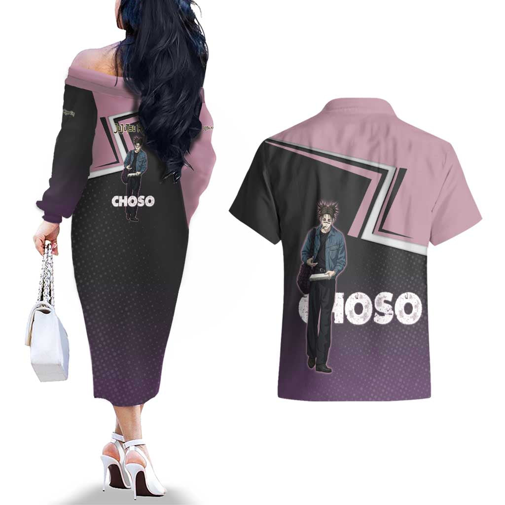 Choso Couples Matching Off The Shoulder Long Sleeve Dress and Hawaiian Shirt Jujutsu Kaisen Street Artist Aesthetic