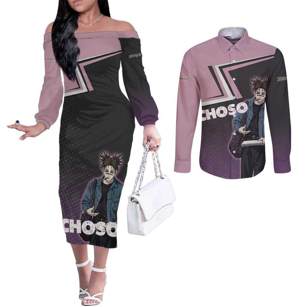 Choso Couples Matching Off The Shoulder Long Sleeve Dress and Long Sleeve Button Shirt Jujutsu Kaisen Street Artist Aesthetic
