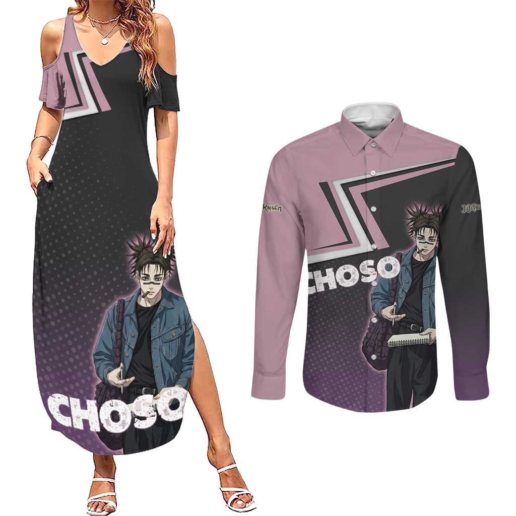 Choso Couples Matching Summer Maxi Dress and Long Sleeve Button Shirt Jujutsu Kaisen Street Artist Aesthetic