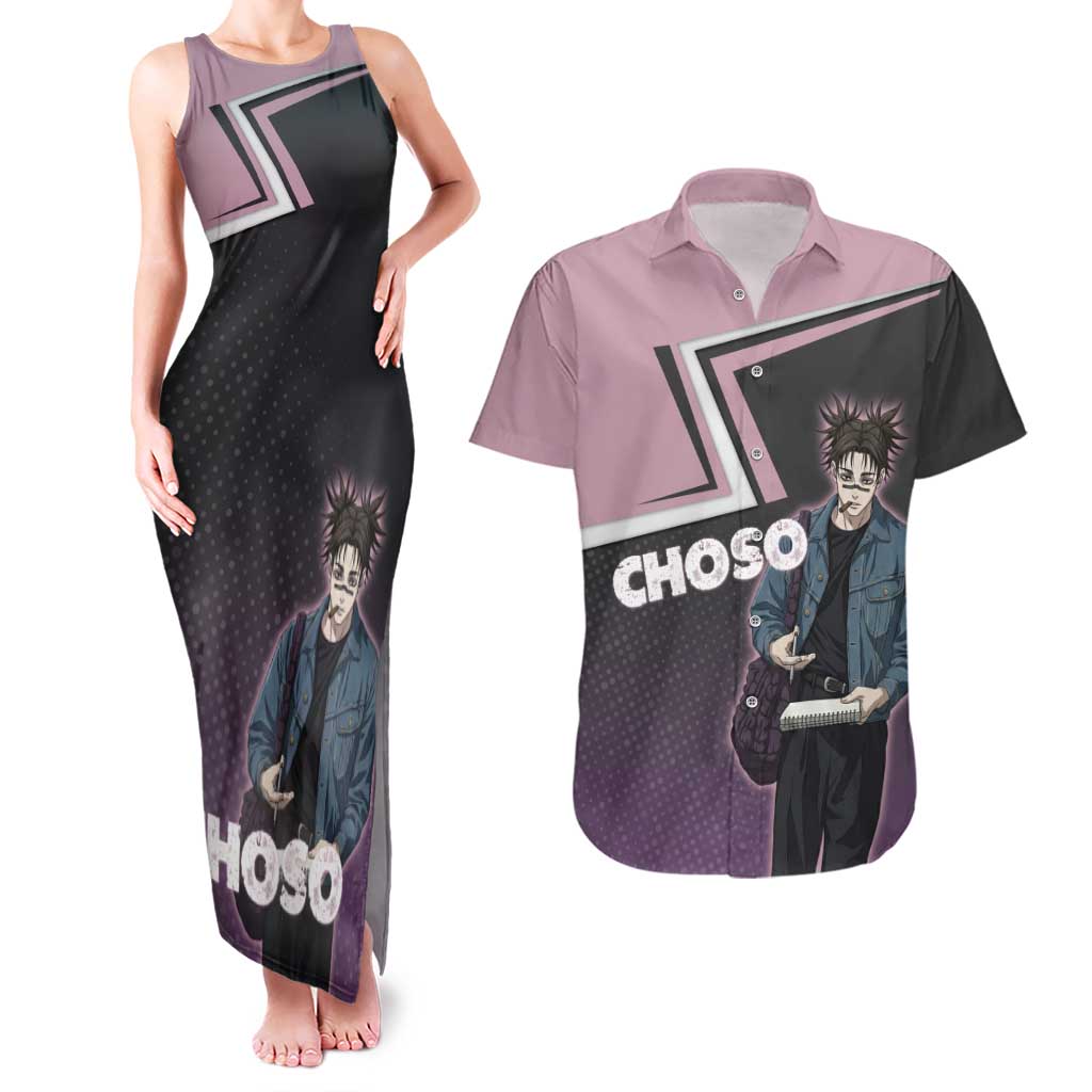 Choso Couples Matching Tank Maxi Dress and Hawaiian Shirt Jujutsu Kaisen Street Artist Aesthetic