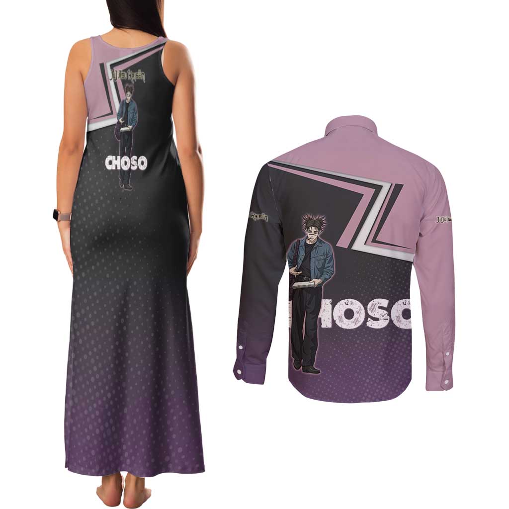 Choso Couples Matching Tank Maxi Dress and Long Sleeve Button Shirt Jujutsu Kaisen Street Artist Aesthetic