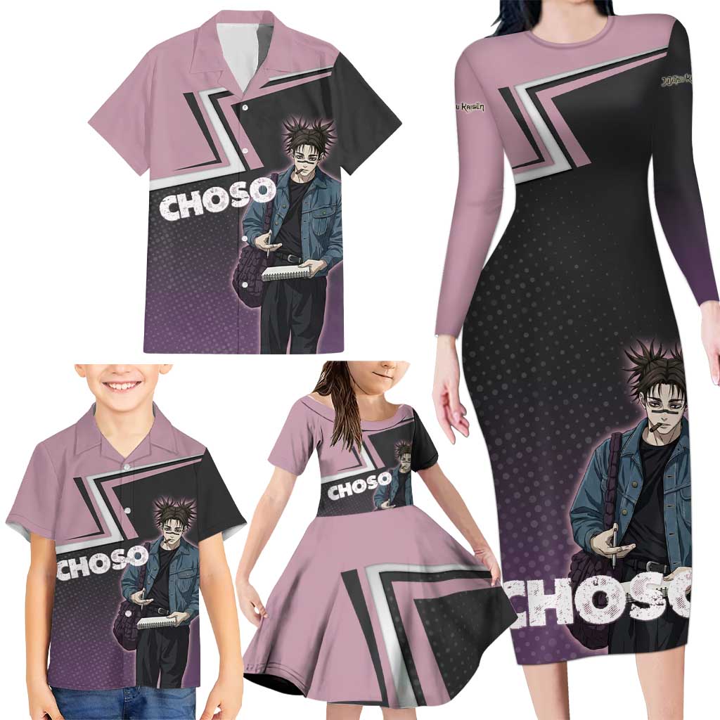 Choso Family Matching Long Sleeve Bodycon Dress and Hawaiian Shirt Jujutsu Kaisen Street Artist Aesthetic